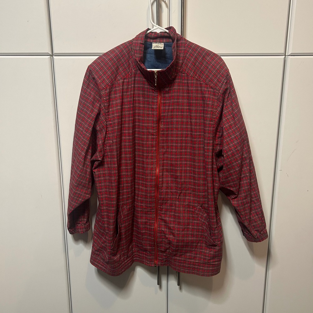 Koret City Blues Red Plaid Full Zip Lightweight Jacket Mens 2X AB298